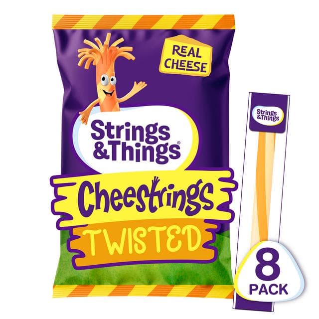Strings & Things Twisted Cheestrings Cheese Snack x8 160g - gallery image 2