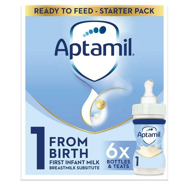 Aptamil 1 First Infant Baby Milk Formula Liquid Starter Pack From Birth Ready To Feed 6x70ml - gallery image 1