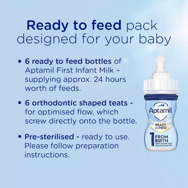 Aptamil 1 First Infant Baby Milk Formula Liquid Starter Pack From Birth Ready To Feed 6x70ml - gallery image 3