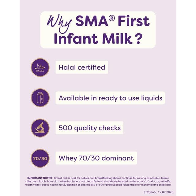 SMA First Infant Baby Milk from birth Ready-to-use formula milk 1L - gallery image 3