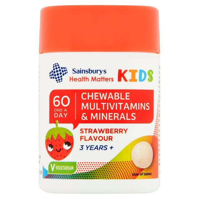 Sainsbury's 60 Health Matters Kids Strawberry Flavour 3 Years+ One A Day Tablet - gallery image 1
