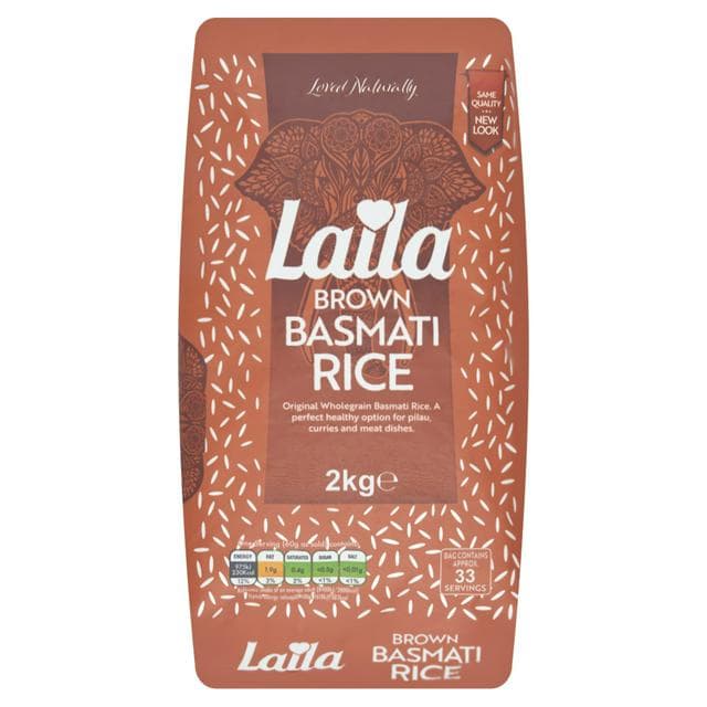 Laila Brown Basmati Rice 2kg - gallery image 1