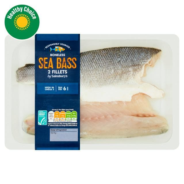 Sainsbury's Sea Bass Fillets ASC 180g - gallery image 1
