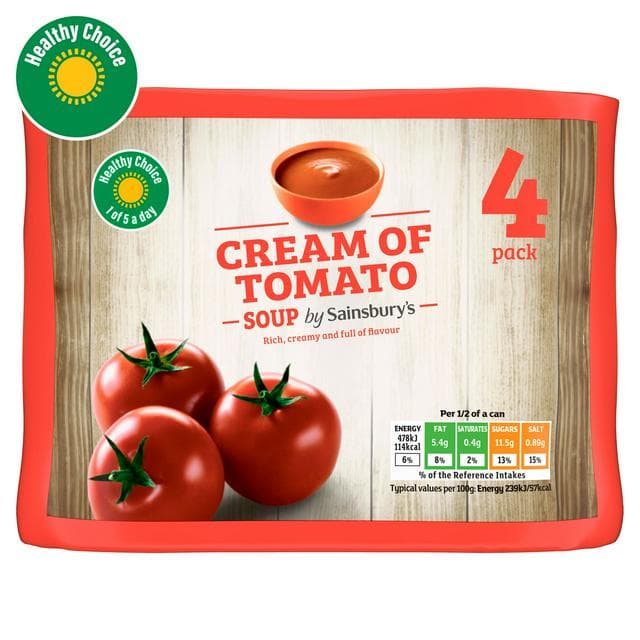 Sainsbury's Cream Of Tomato Soup 4x400g - gallery image 1
