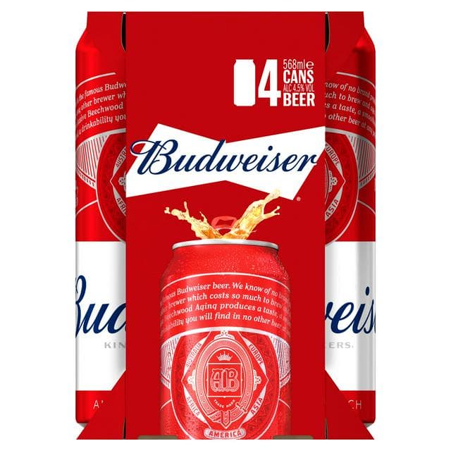 Budweiser Lager Beer Pint Cans 4x568ml - gallery image 1