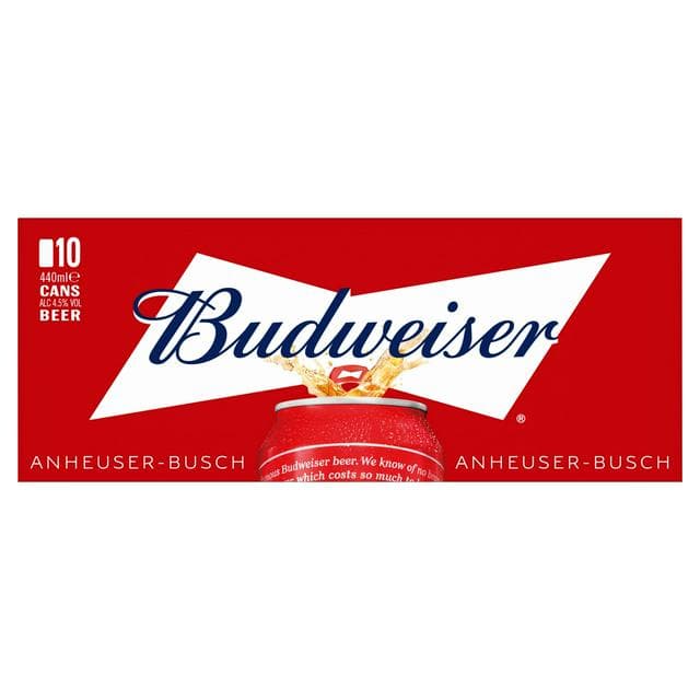 Budweiser Lager Beer Cans 10x440ml - gallery image 1