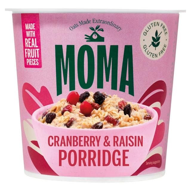 MOMA Cranberry & Raisin Gluten Free Jumbo Oat Porridge Pot 70g - gallery image 1
