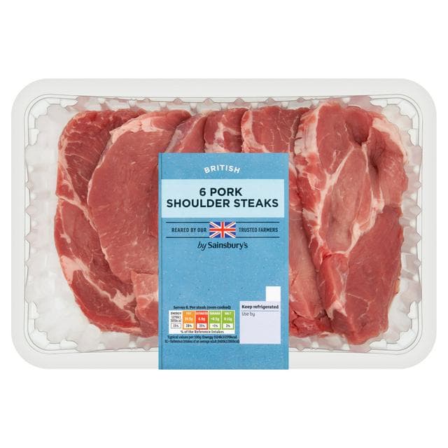 Sainsbury's British Pork Shoulder Steaks x6 900g - gallery image 1