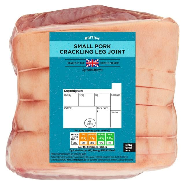 Sainsbury's (Approx. 800G) British Small Pork Crackling Leg Joint - gallery image 1