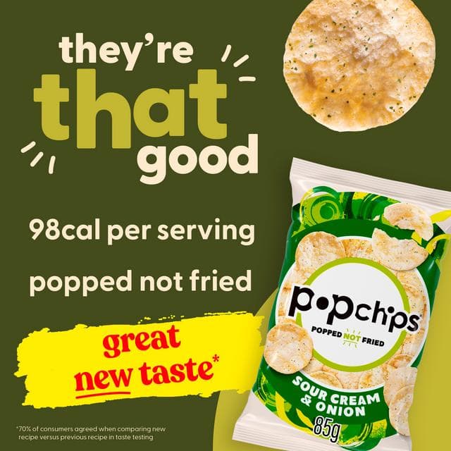 Popchips Sour Cream & Onion Sharing Crisps 85g - gallery image 2