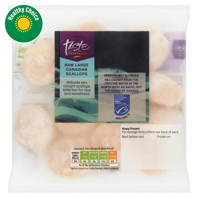 Sainsbury's Large Canadian Scallops, Taste the Difference MSC 200g - gallery image 1