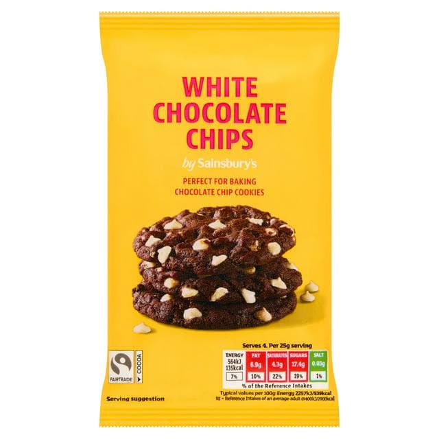 Sainsbury's White Chocolate Chips 100g - gallery image 1