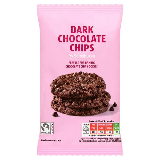 Sainsbury's Dark Chocolate Chips 100g - gallery image 1