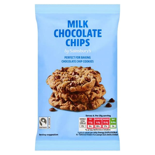 Sainsbury's Milk Chocolate Chips 100g - gallery image 1