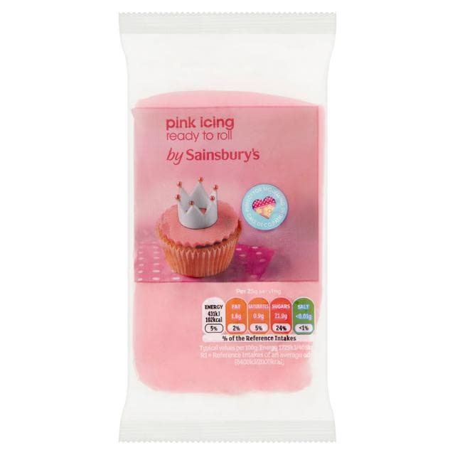Sainsbury's Ready to Roll Pink Icing 250g - gallery image 1