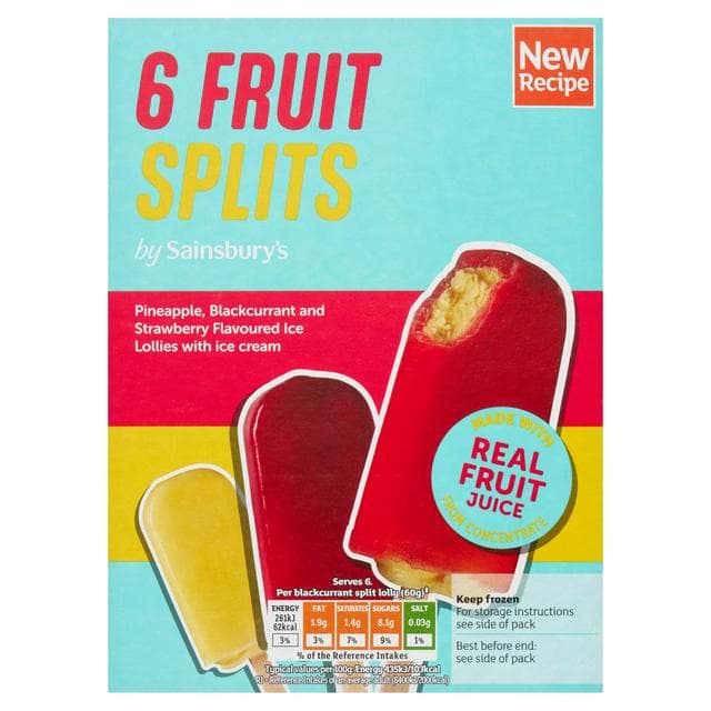 Sainsbury's Fruit Juice Ice Cream Splits 6x73ml - gallery image 1
