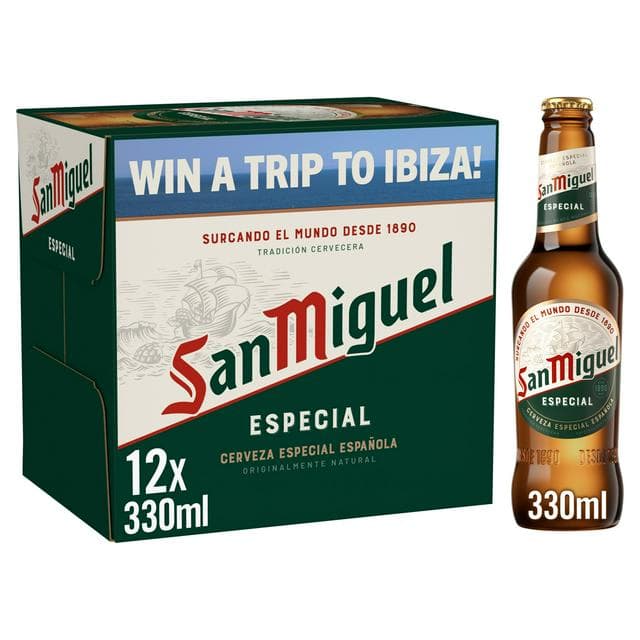 San Miguel Premium Lager Beer Bottles 12x330ml - gallery image 1
