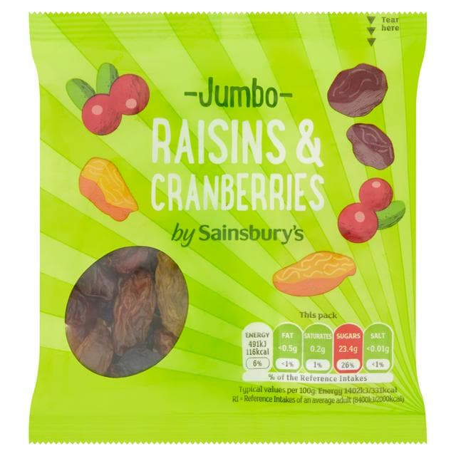 Sainsbury's Jumbo Raisins & Cranberries 35g - gallery image 1