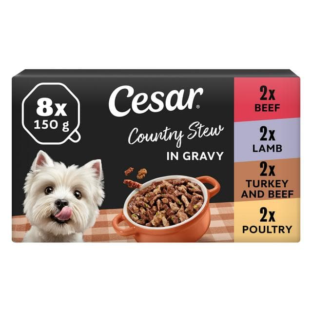 Cesar Country Stew 8 x 150g Poultry,Beef & Lamb in Gravy Wet Dog Food Tray - gallery image 1