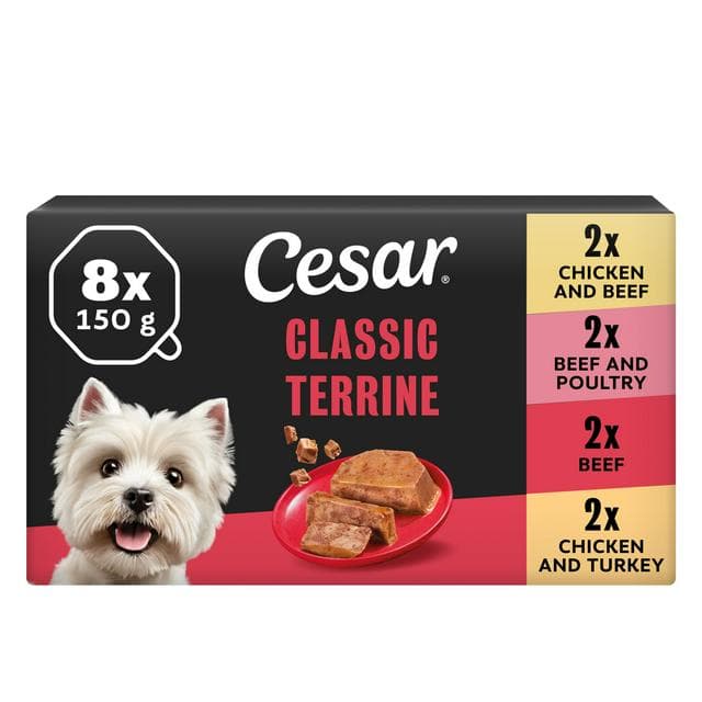 Cesar Classic Terrine 8 x 150g Beef & Poultry in Loaf Wet Dog Food Tray - gallery image 1