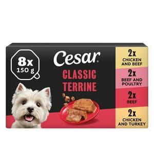 Cesar Classic Terrine 8 x 150g Beef & Poultry in Loaf Wet Dog Food Tray