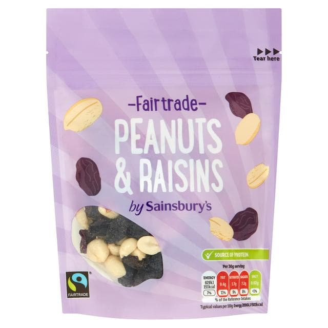Sainsbury's Fairtrade Peanuts & Raisins 100g - gallery image 1
