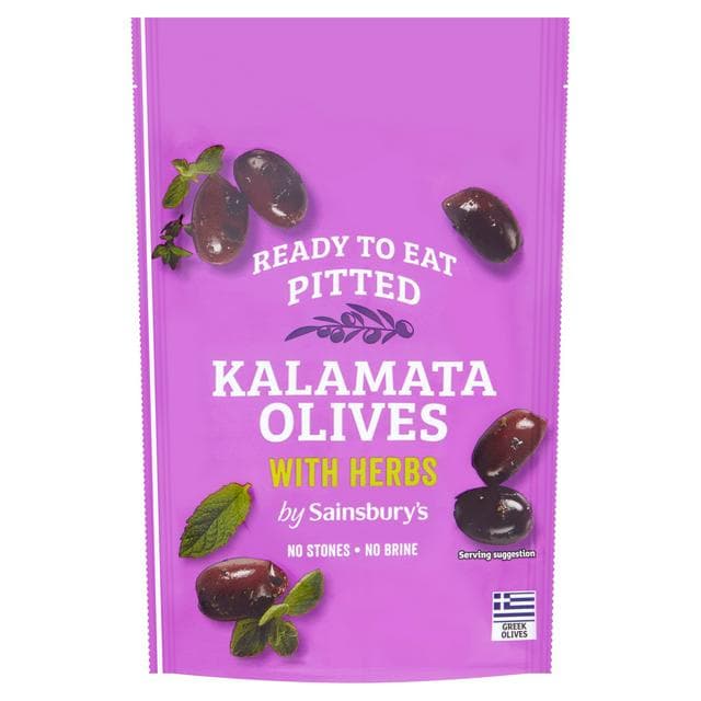 Sainsbury's Pitted Kalamata Olives with Herbs 70g - gallery image 1