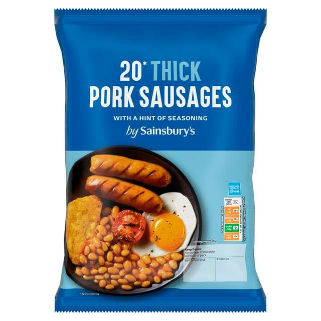 Sainsbury's Thick Pork Sausages x20 900g - gallery image 1