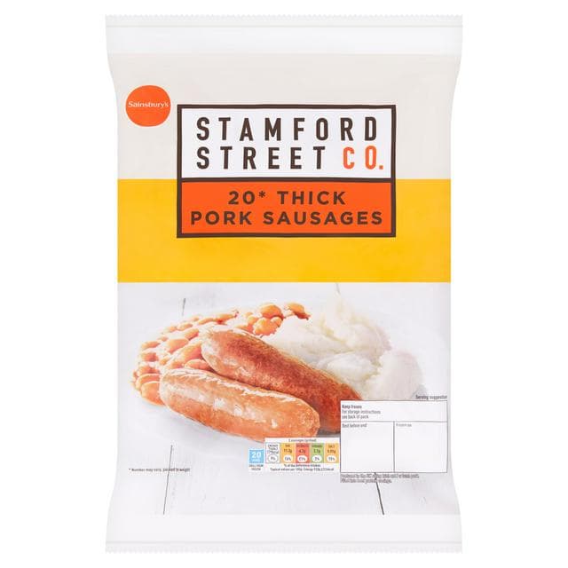 Stamford Street Co. Thick Pork Sausages x20 1kg - gallery image 1