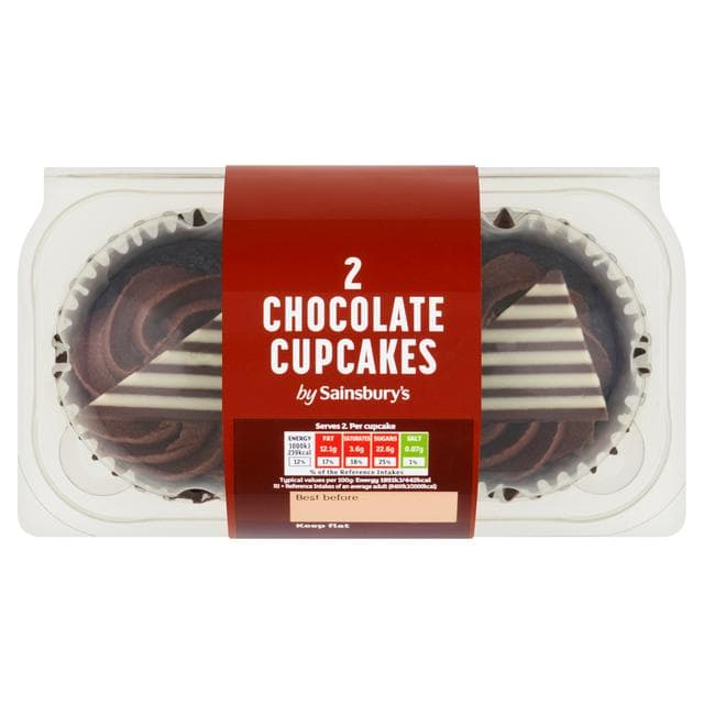 Sainsbury's Chocolate Cupcakes x2 - gallery image 1