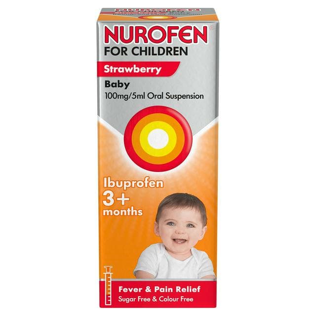 Nurofen for Children Baby Strawberry Oral Suspension 3+ Months Ibuprofen 100ml - gallery image 1