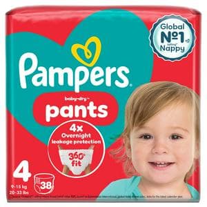 Pampers Baby Dry Nappy Pants Essential Pack Nappies Size 4, 9kg-15kg x38