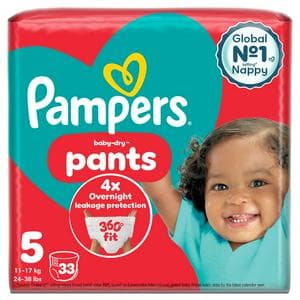 Pampers Baby-Dry Nappy Pants, Size 5, 12-17kg x33