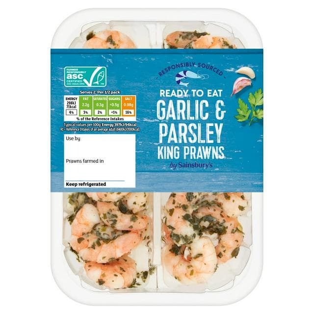 Sainsbury's King Prawns ASC in Garlic & Parsley ASC 150g - gallery image 1