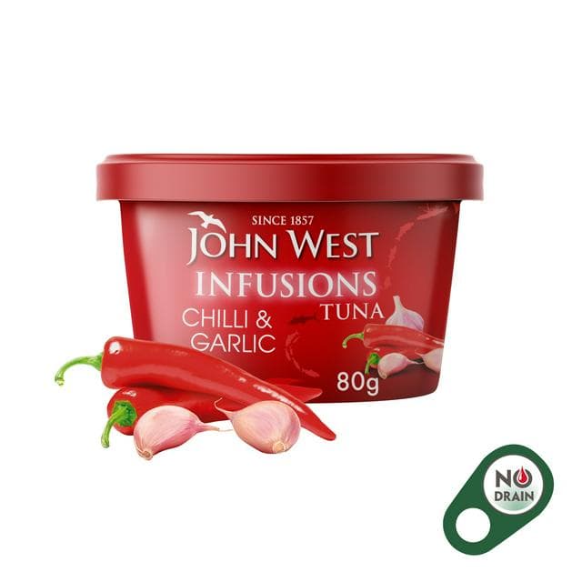 John West Chilli & Garlic No Drain Tuna Infusions 80g - gallery image 1