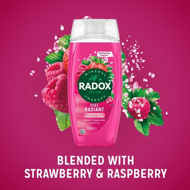 Radox Feel Radiant Shower Gel Strawberry & Raspberry Body Wash 225ml - gallery image 2