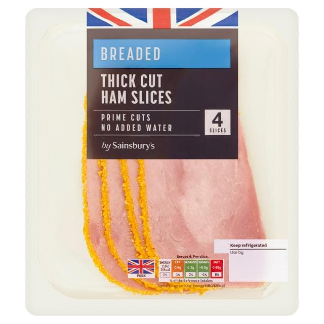 Sainsbury's 4 Breaded Thick Cut Ham Slices 120g - gallery image 1