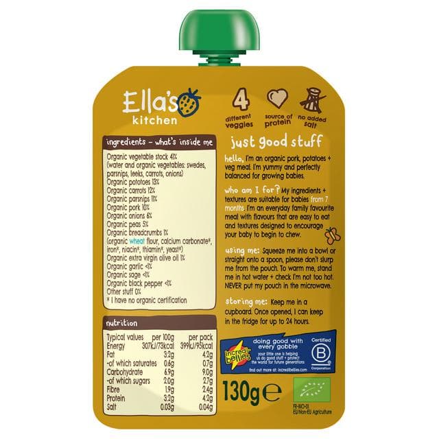 Ella's Kitchen Organic Bangers & Mash Baby Food Pouch 7+ Months 130g - gallery image 2