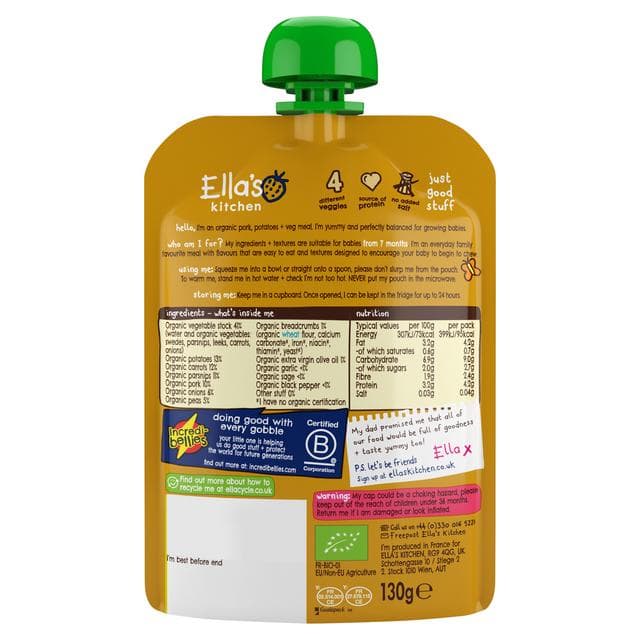 Ella's Kitchen Organic Bangers & Mash Baby Food Pouch 7+ Months 130g - gallery image 3