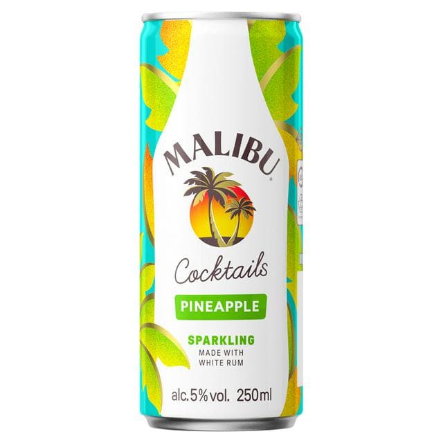 Malibu Coconut Rum & Pineapple Pre-Mixed Can 250ml - gallery image 1