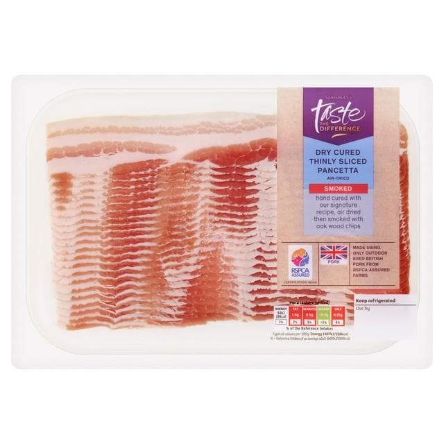Sainsbury's Smoked Air-Dried Dry Cured Thinly Sliced Pancetta, Taste the Difference 180g - gallery image 1