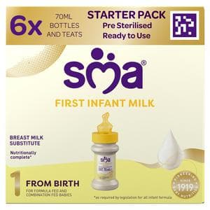 SMA First Infant Baby Milk from Birth 6 x 70ml (420ml)