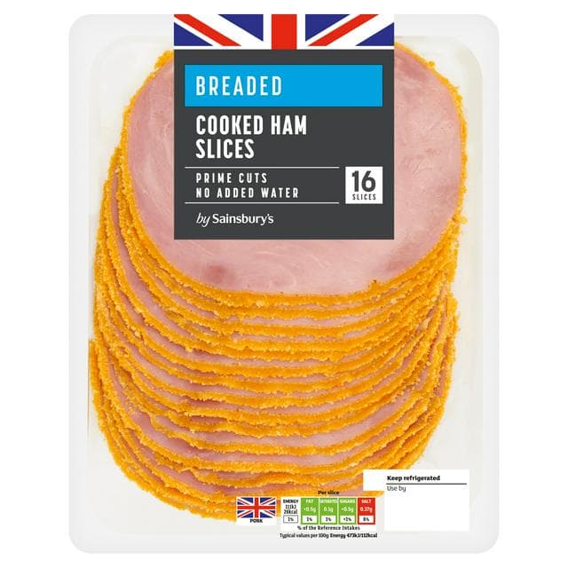 Sainsbury's 16 Breaded Cooked Ham Slices 375g - gallery image 1