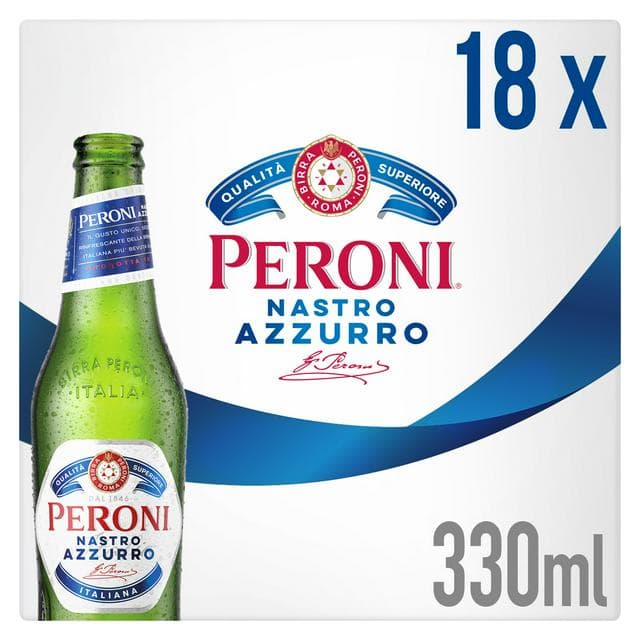 Peroni Nastro Azzurro Beer Lager Bottles 18x330ml - gallery image 1