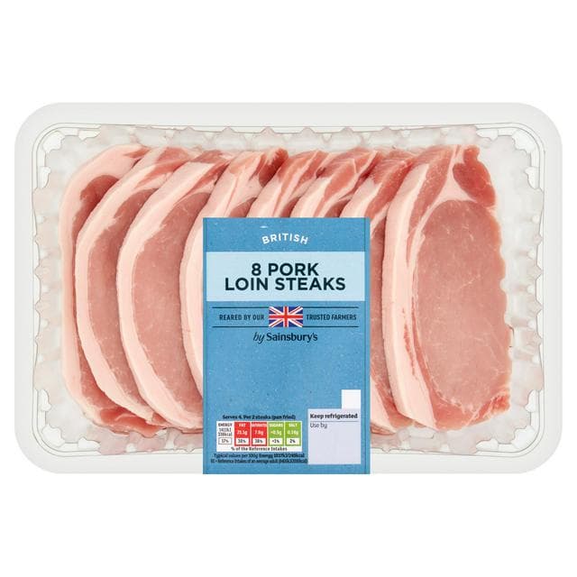 Sainsbury's British Pork Loin Steaks x8 800g - gallery image 1