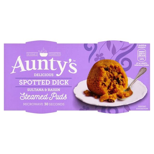 Aunty's Delicious Spotted Dick Sultana & Raisin Steamed Puddings 2x95g - gallery image 1