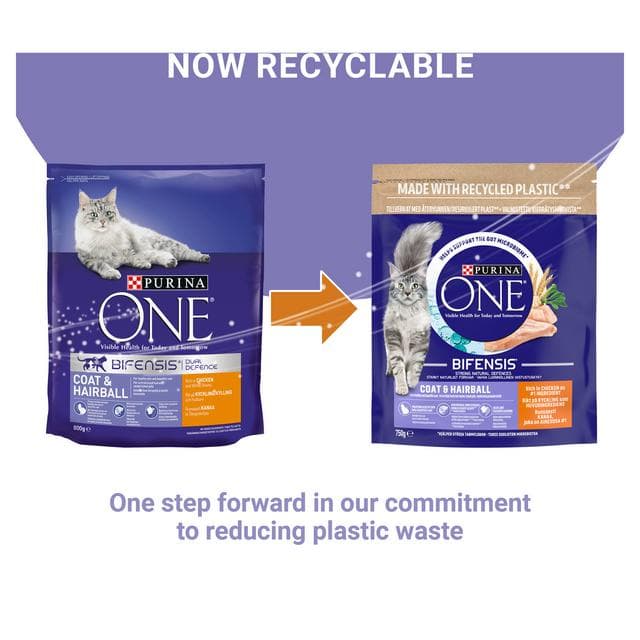 Purina One Coat & Hairball Dry Chicken Cat Food 750g - gallery image 6