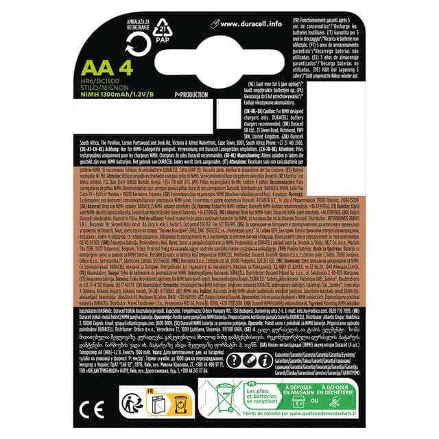 Duracell Rechargeable AA 1300mAh Batteries, pack of 4 - gallery image 2