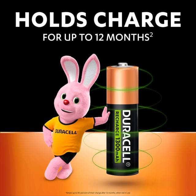 Duracell Pack of 4 Rechargeable AA 1300mAh Batteries - gallery image 6