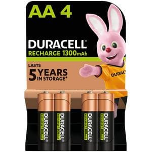 Duracell Pack of 4 Rechargeable AA 1300mAh Batteries